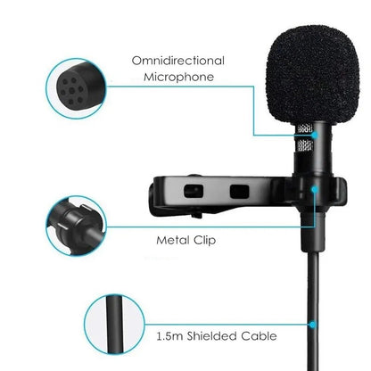 Portable 1.5m Lavalier Mini Microphone