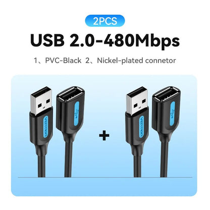 Vention USB 3.0 Extension Cable USB 3.0 2.0 Cable Extender Data Cord for PC Smart TV Xbox One SSD Fast Speed USB Cable Extension